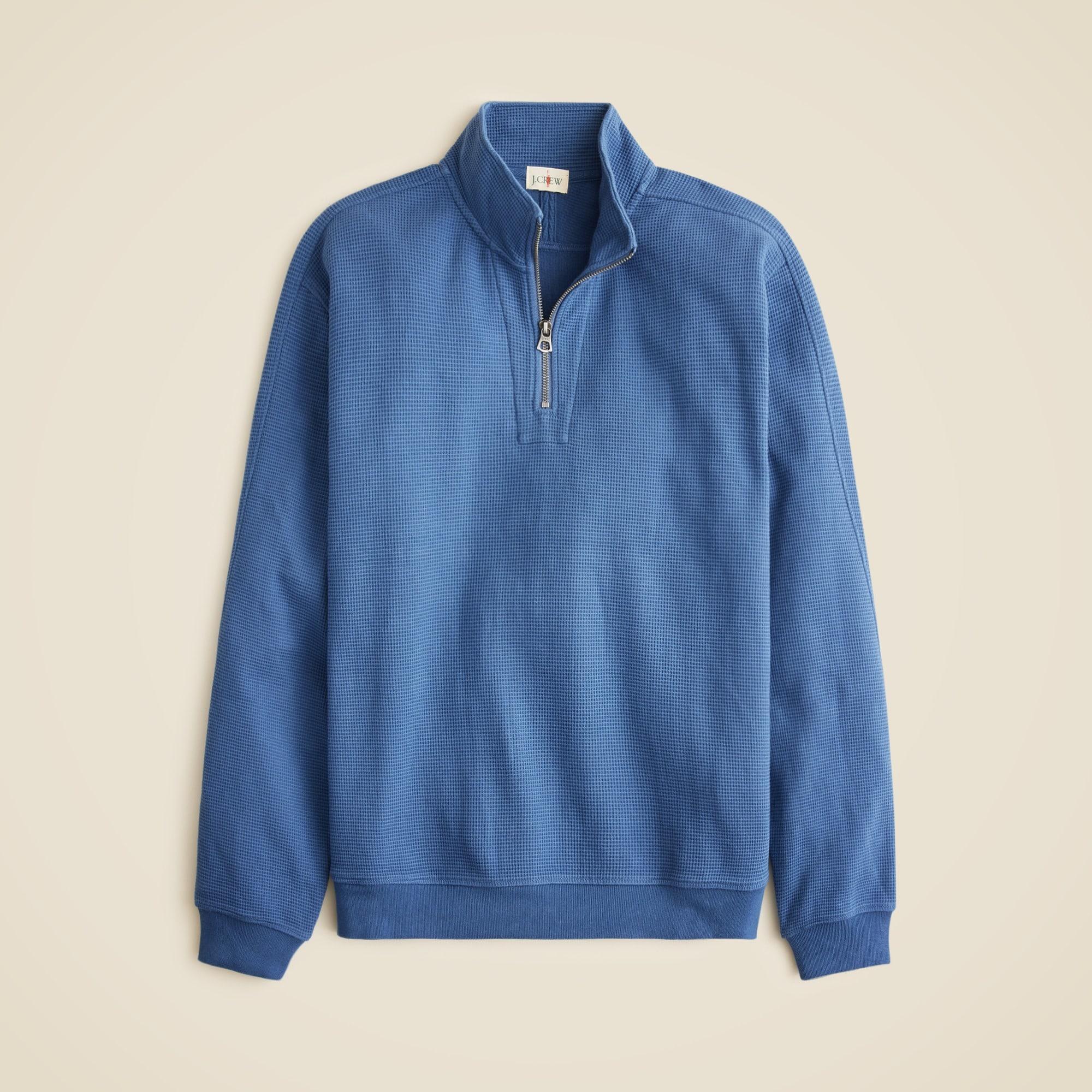 Brushed waffle-knit half-zip pullover Product Image