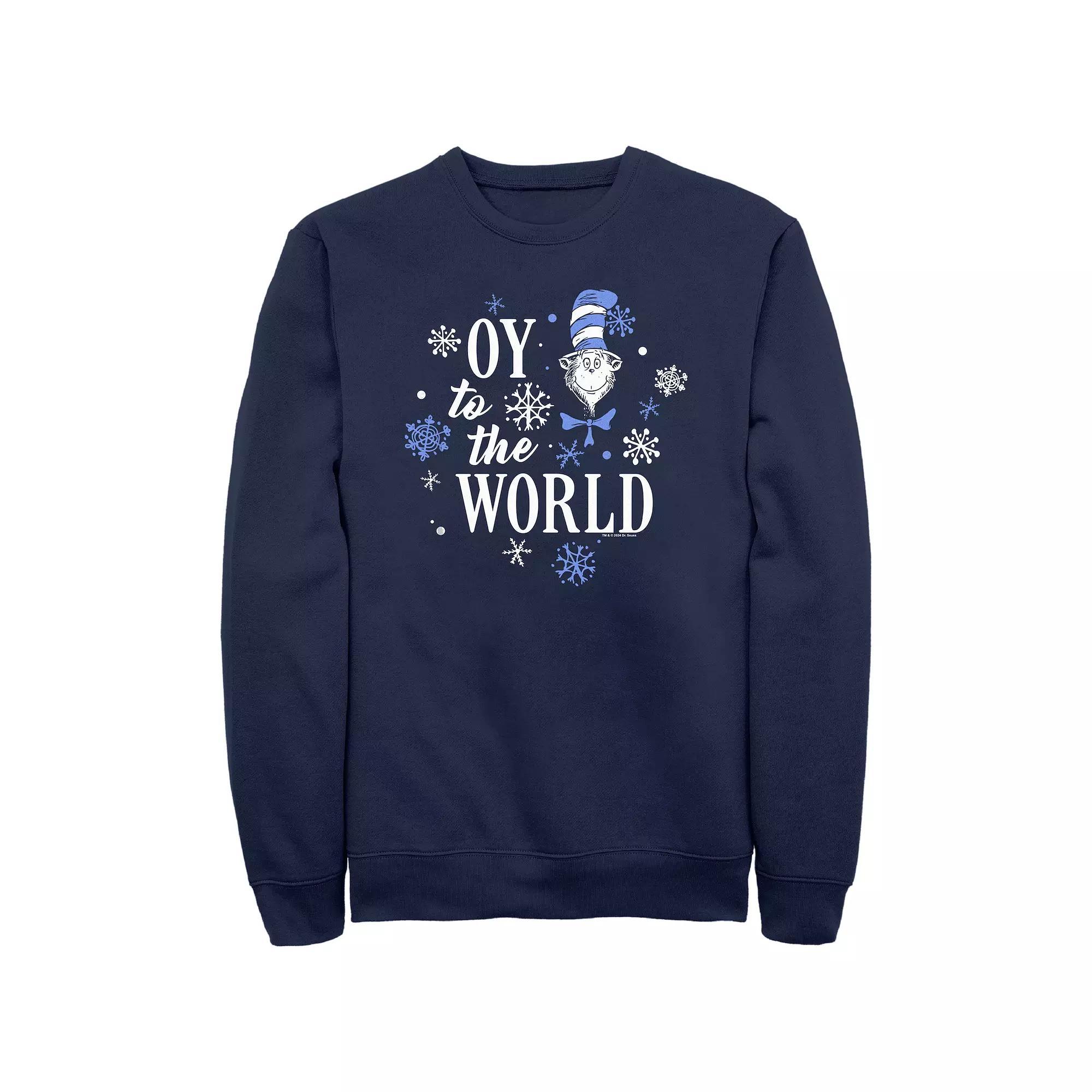 Men's Dr. Seuss Oy To The World Graphic Fleece, Size: XL, Blue Product Image