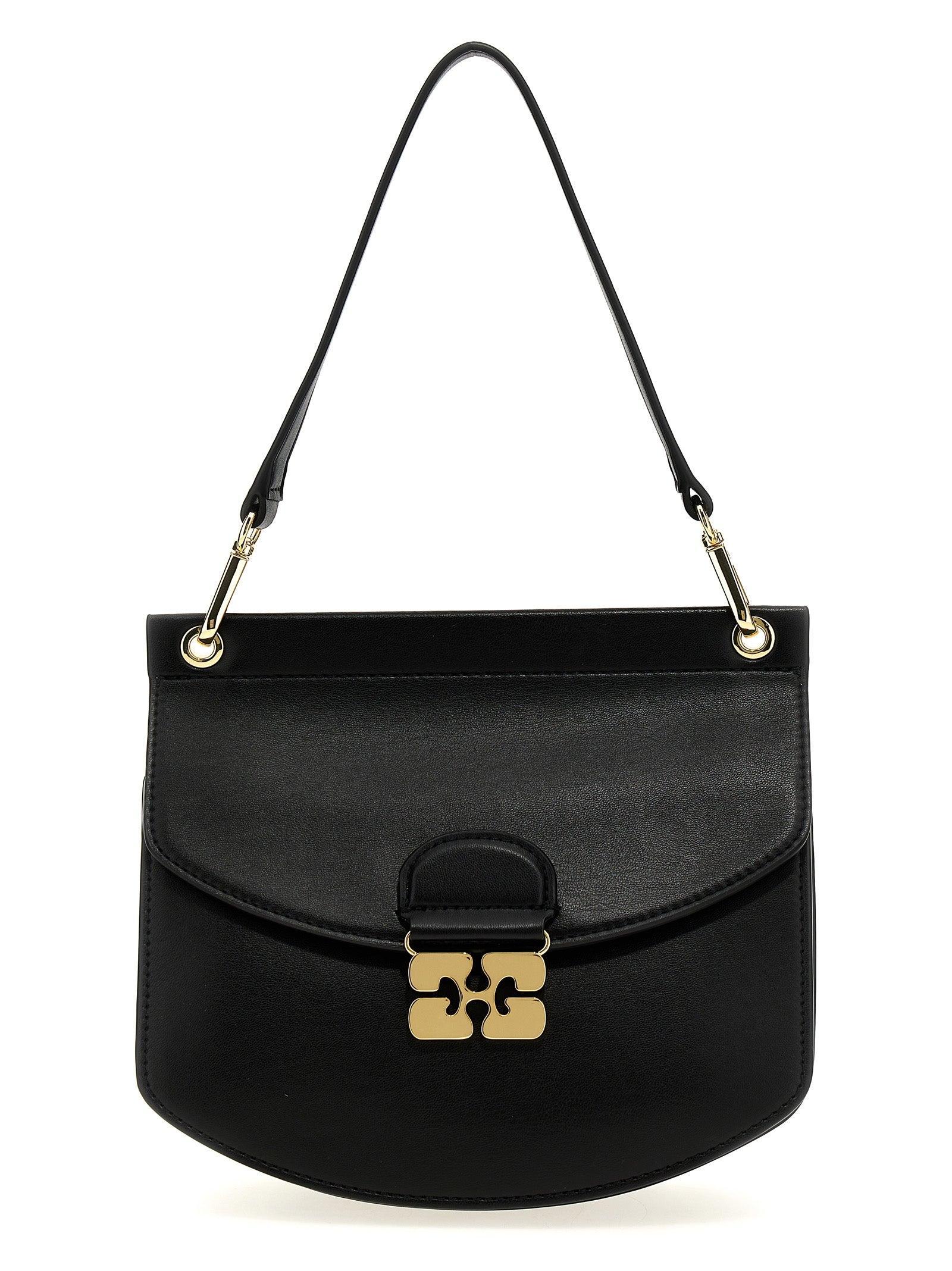 GANNI Small Shoulder Bag With Adjustable Strap And Gold-tone Hardware In Black Product Image
