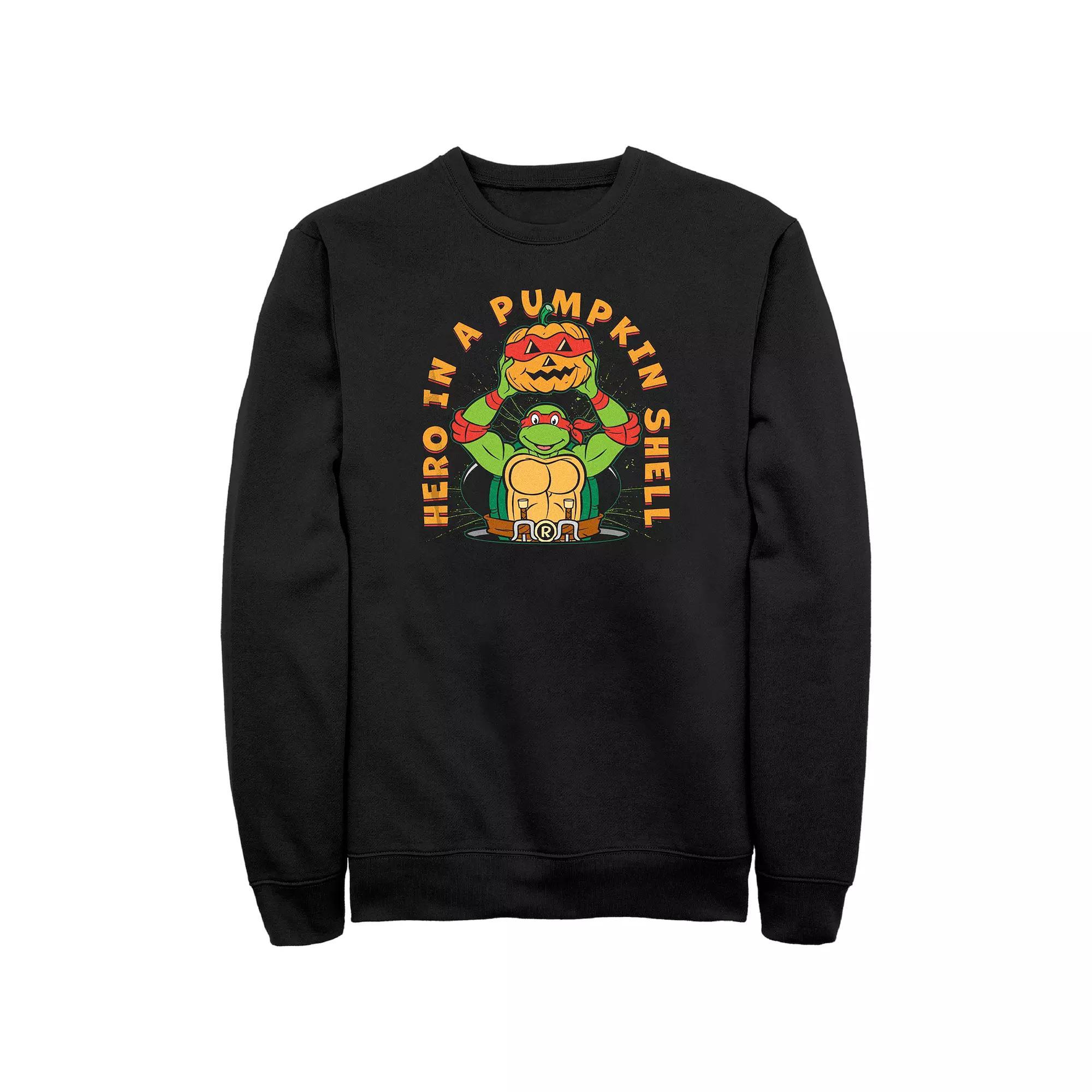 Big & Tall Teenage Mutant Ninja Turtles Hero In A Pumpkin Shell Halloween Fleece Sweatshirt, Men's, Size: 3XL Tall, Black Product Image