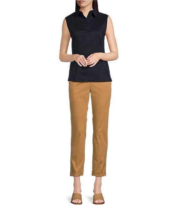 BOSS by Hugo Boss Bashivah Cotton Poplin Point Collar Sleeveless Side Zip Blouse Product Image