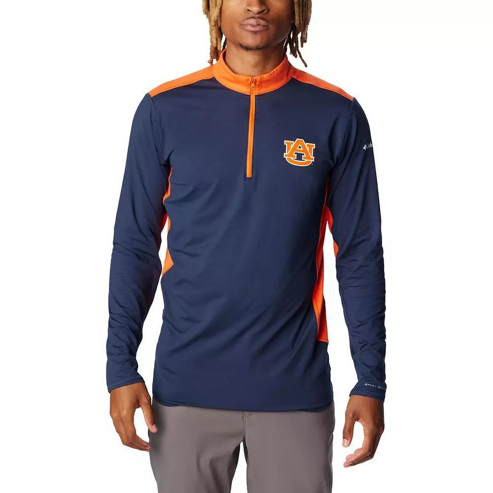 Men's Columbia Navy Auburn Tigers Tech Trail™ Omni-Shade Quarter-Zip Top,  Product Image