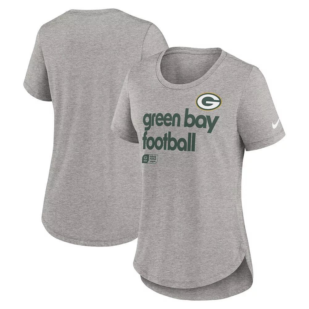 Women's Nike Heather Gray Green Bay Packers Fashion Tri-Blend T-Shirt,  Product Image