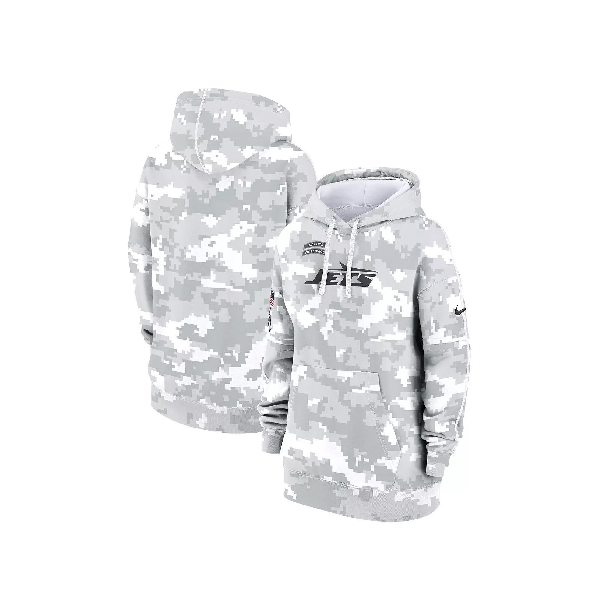 Women's Nike Arctic Camo New York Jets 2024 Salute To Service Club Fleece Oversized Pullover Hoodie, Size: Large, Team Product Image