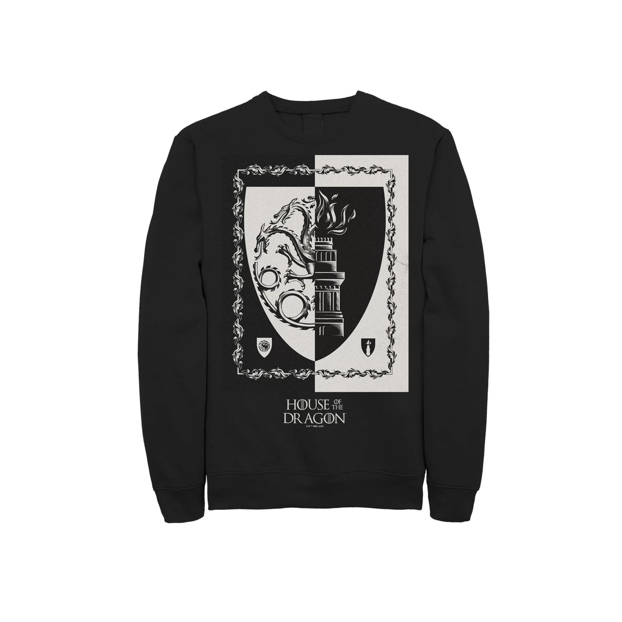 Men's House Of The Dragon Black & White Shield Fleece Sweatshirt, Size: Medium Product Image