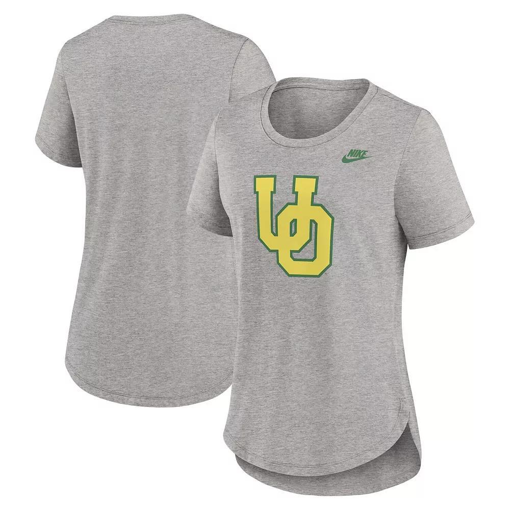 Women's Nike Heather Gray Oregon Ducks Legacy Tri-Blend T-Shirt, Size: XL, Grey Product Image