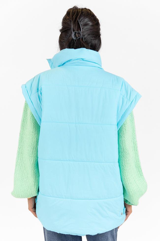 Going Upstate Blue Oversized Puffer Vest Product Image