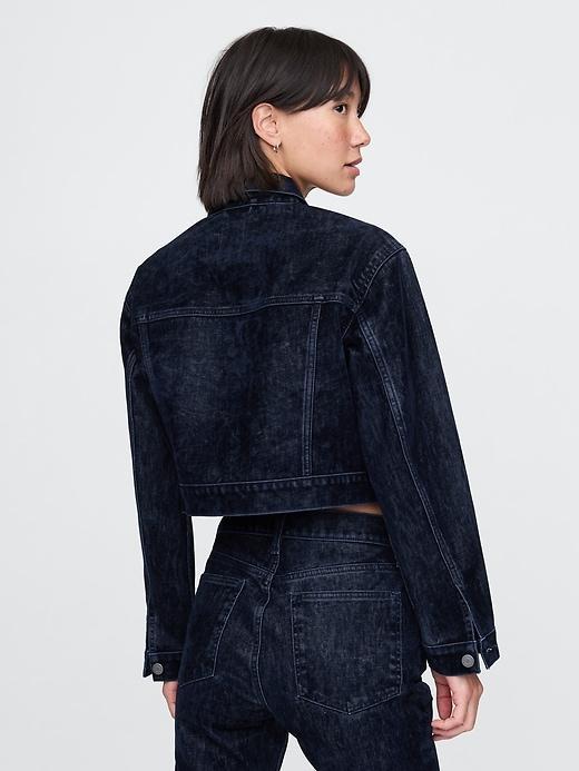 Flocked Cropped Icon Denim Jacket Product Image