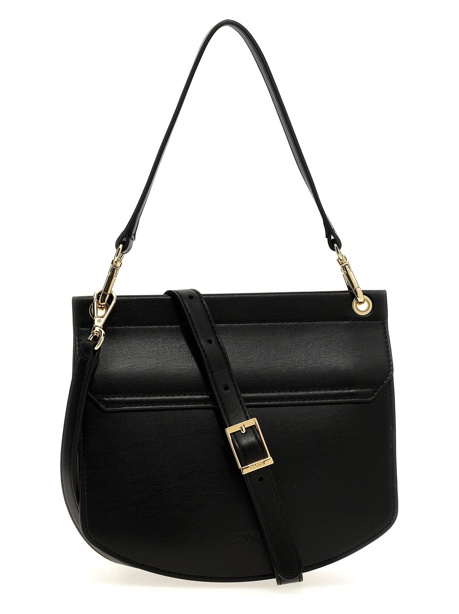 GANNI Small Shoulder Bag With Adjustable Strap And Gold-tone Hardware In Black Product Image