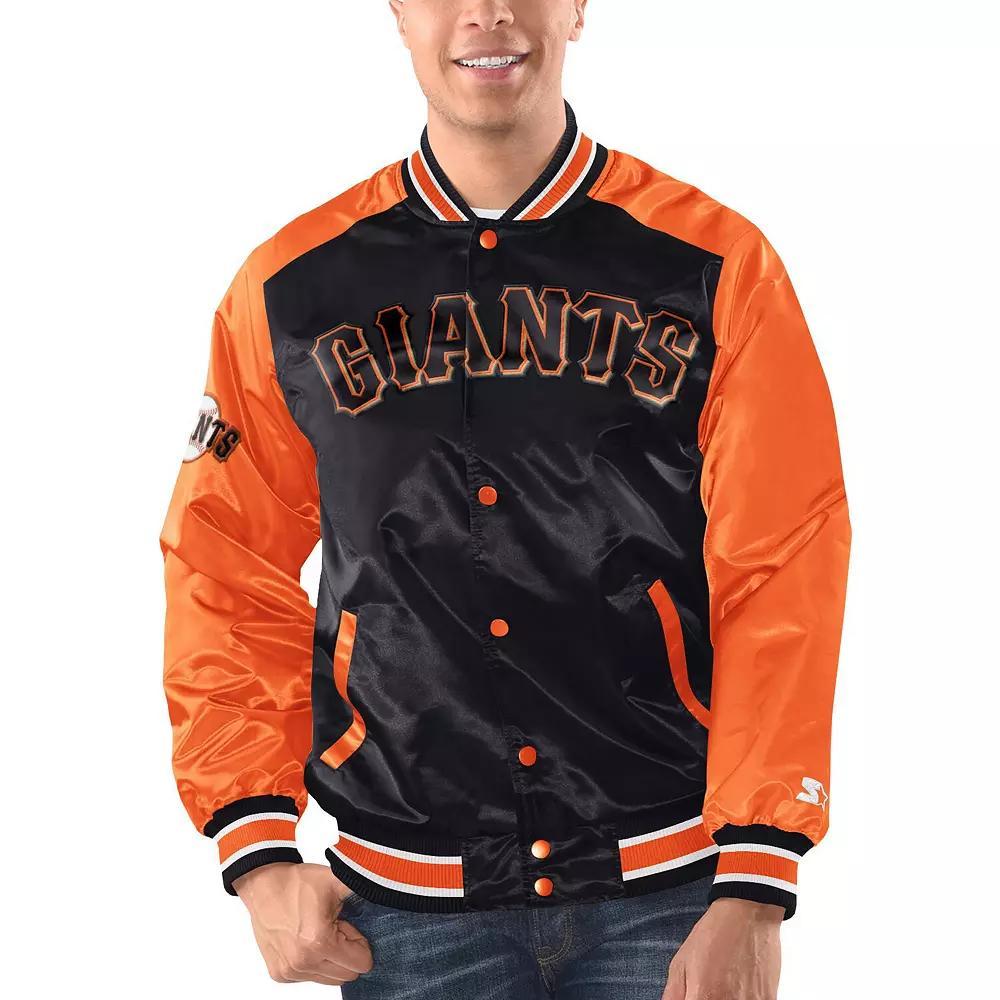 Men's Starter Black/Orange San Francisco Giants Varsity Satin Full-Snap Jacket, Size: XL Product Image