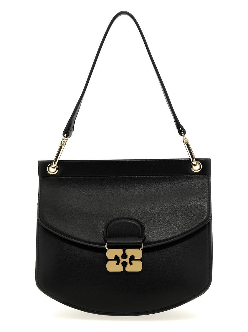 GANNI Small Shoulder Bag With Adjustable Strap And Gold-tone Hardware In Black Product Image