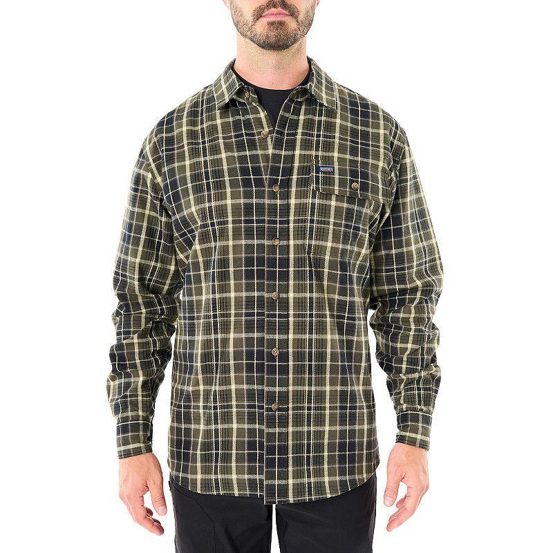 Mens Smiths Workwear Regular-Fit Plaid Two-Pocket Flannel Button-Down Shirt Grey Red Product Image