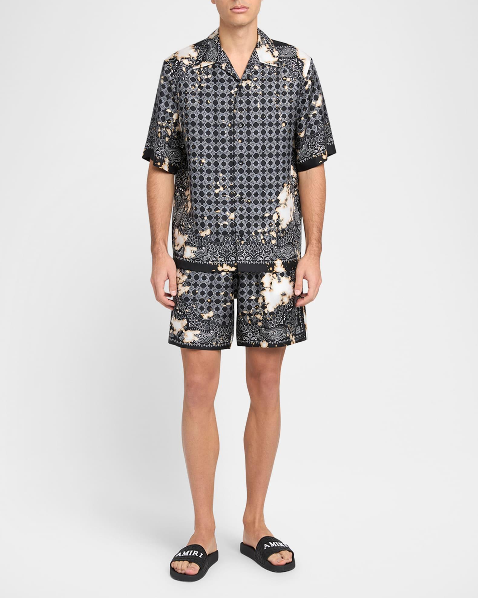 Men's Bleached Silk Bandana Bowling Shirt Product Image