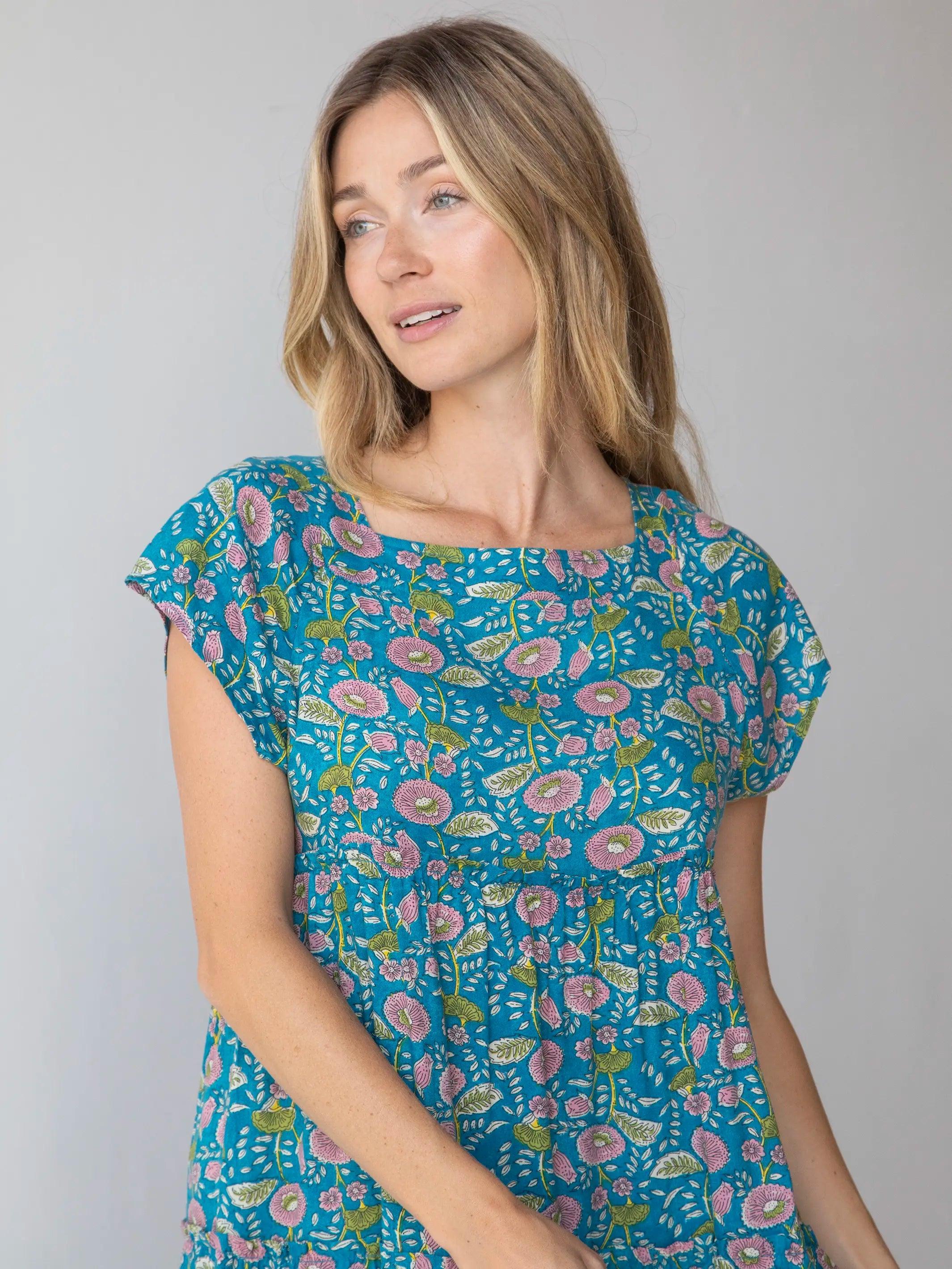 Berkley Maxi Dress - Blue Floral Vines Product Image