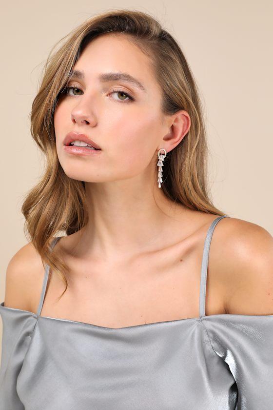 Estrelle Gold Rhinestone Drop Earrings Product Image