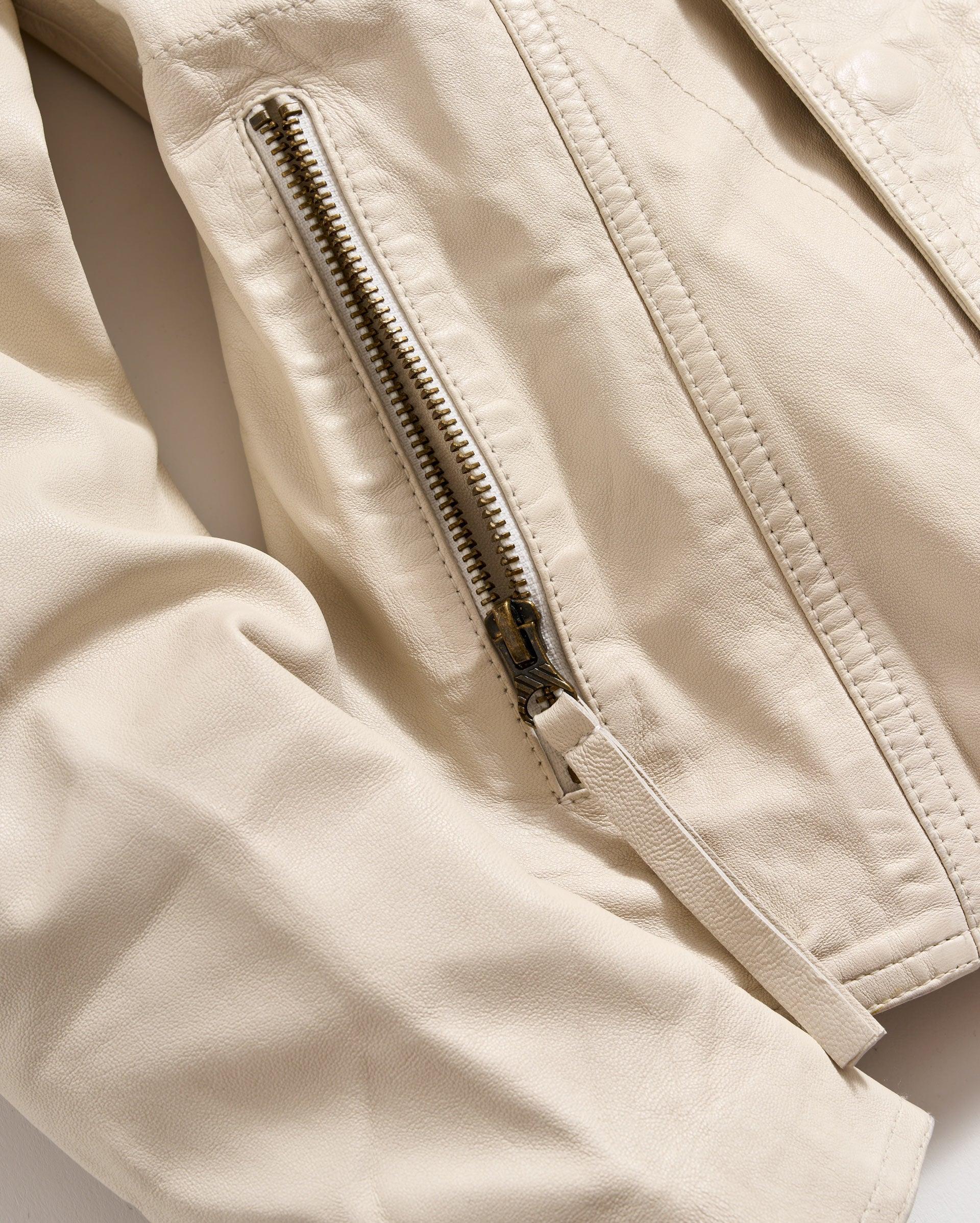 Washed Leather Biker Jacket -  Product Image