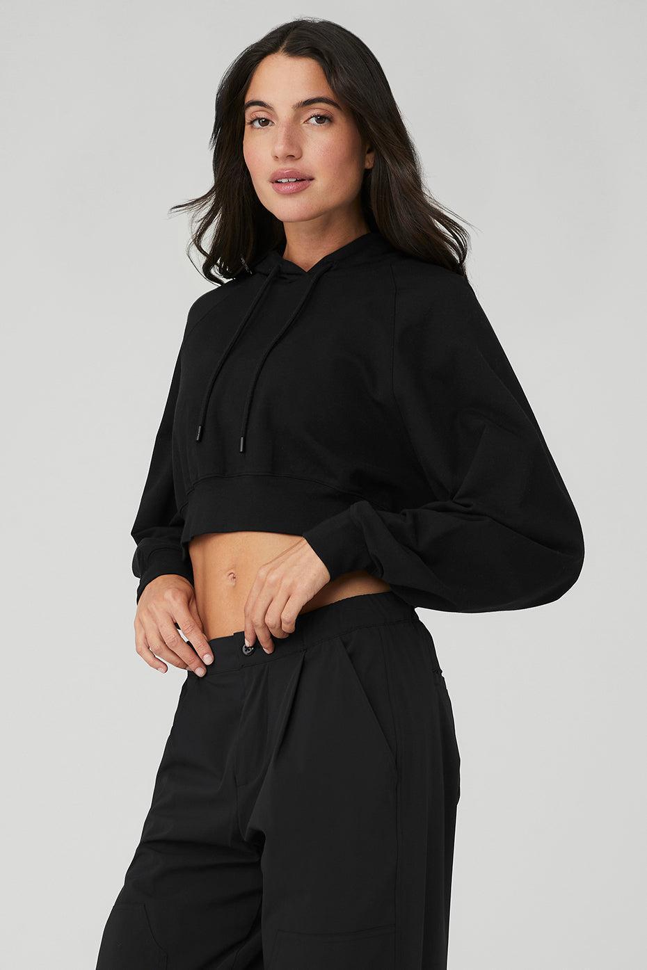 Cropped Double Take Hoodie - Black Female Product Image