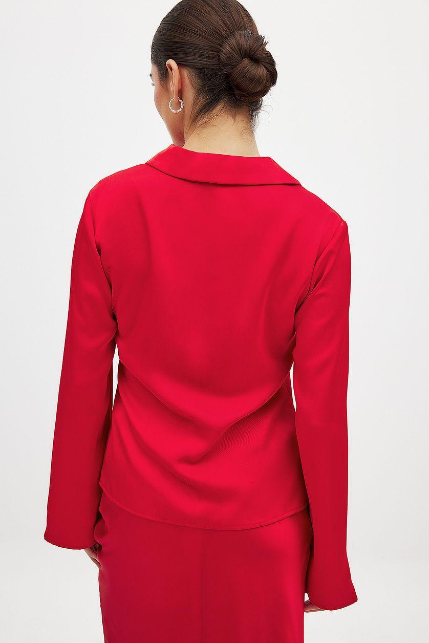 Tie Front Satin Blouse Product Image