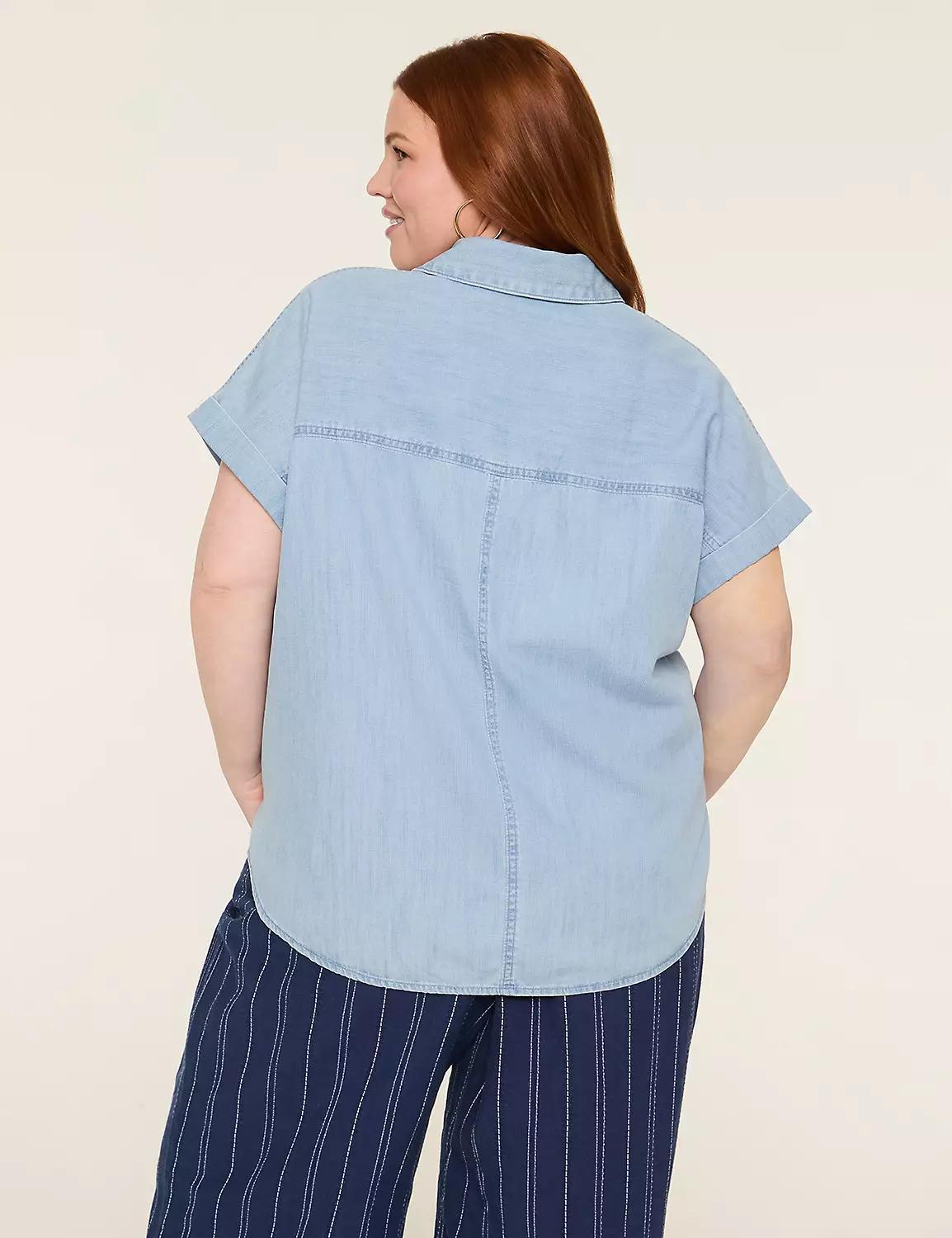 Relaxed Denim Popover Blouse Product Image