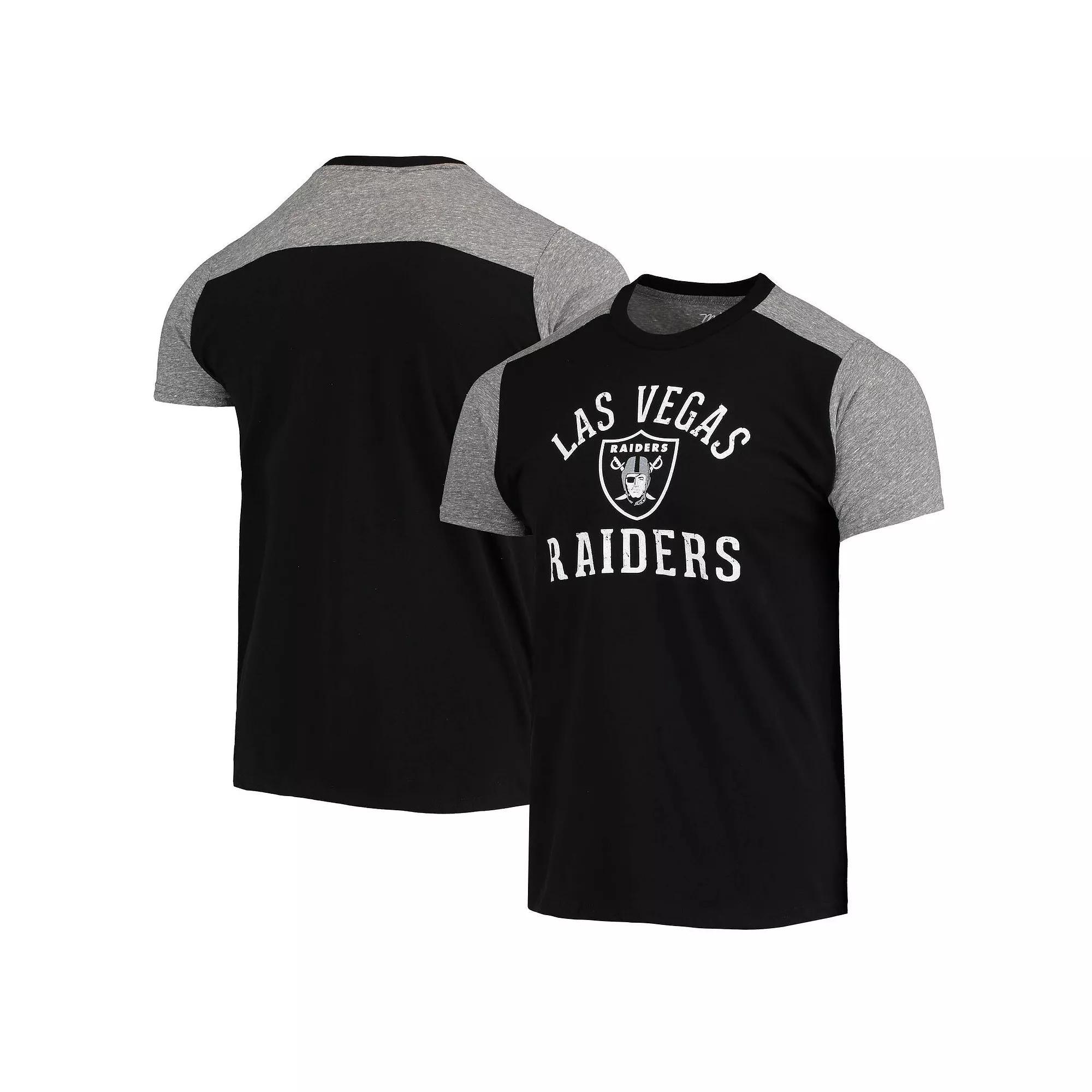 Men's Majestic Threads Black/Gray Las Vegas Raiders Field Goal Slub T-Shirt,  Product Image
