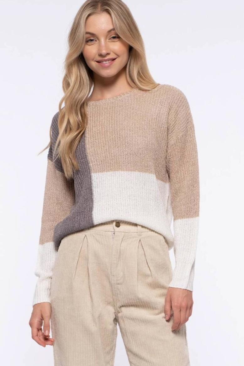 Color Block Knit Pullover Product Image