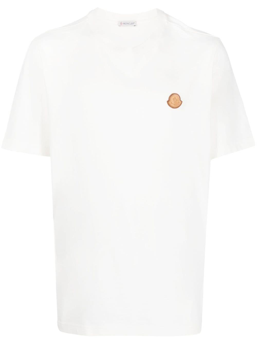 MONCLER White Logo Patch Cotton T-shirt Product Image