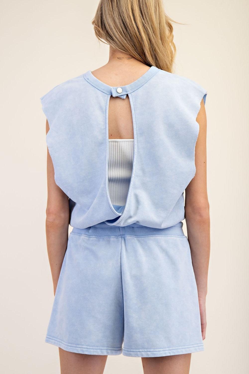 Mineral Washed Drawstring Romper Product Image