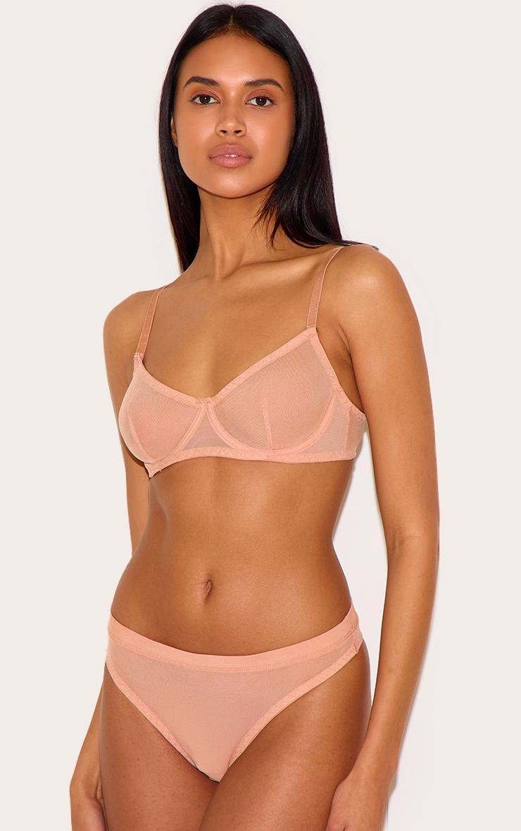 Nude Mesh Underwired Bra Product Image