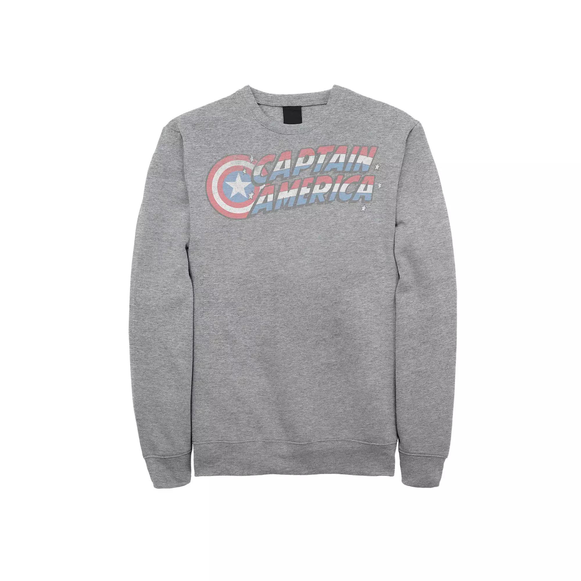 Men's Marvel's Captain America Vintage Shield Logo Fleece, Size: 3XL, Athletic Grey Product Image