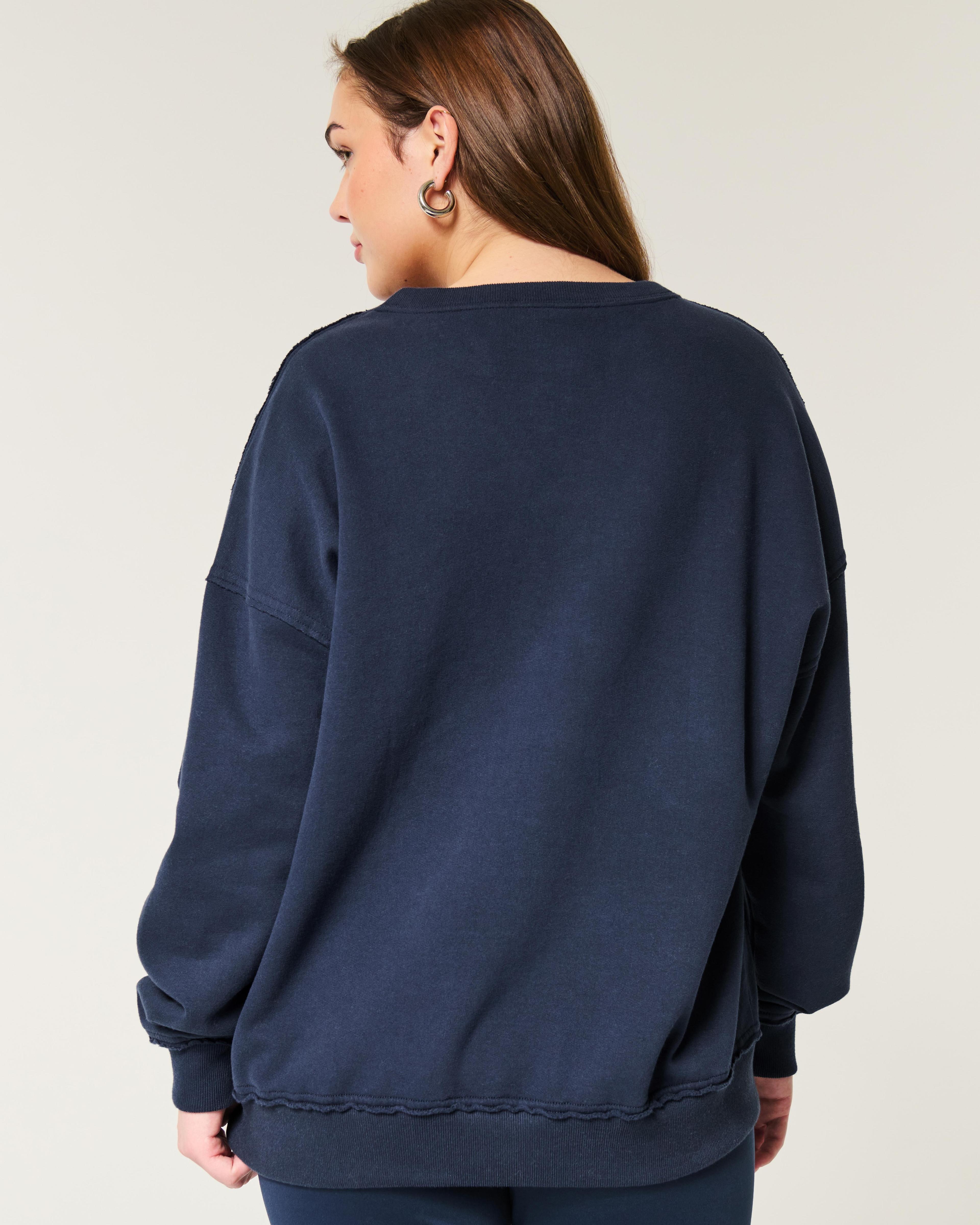 Oversized New York Graphic Notch-Neck Sweatshirt Product Image