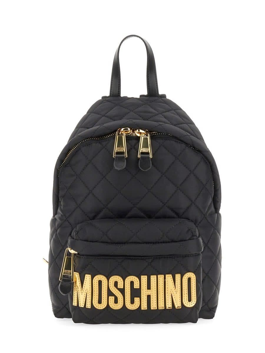 MOSCHINO Quilted Nylon Backpack In Black Product Image