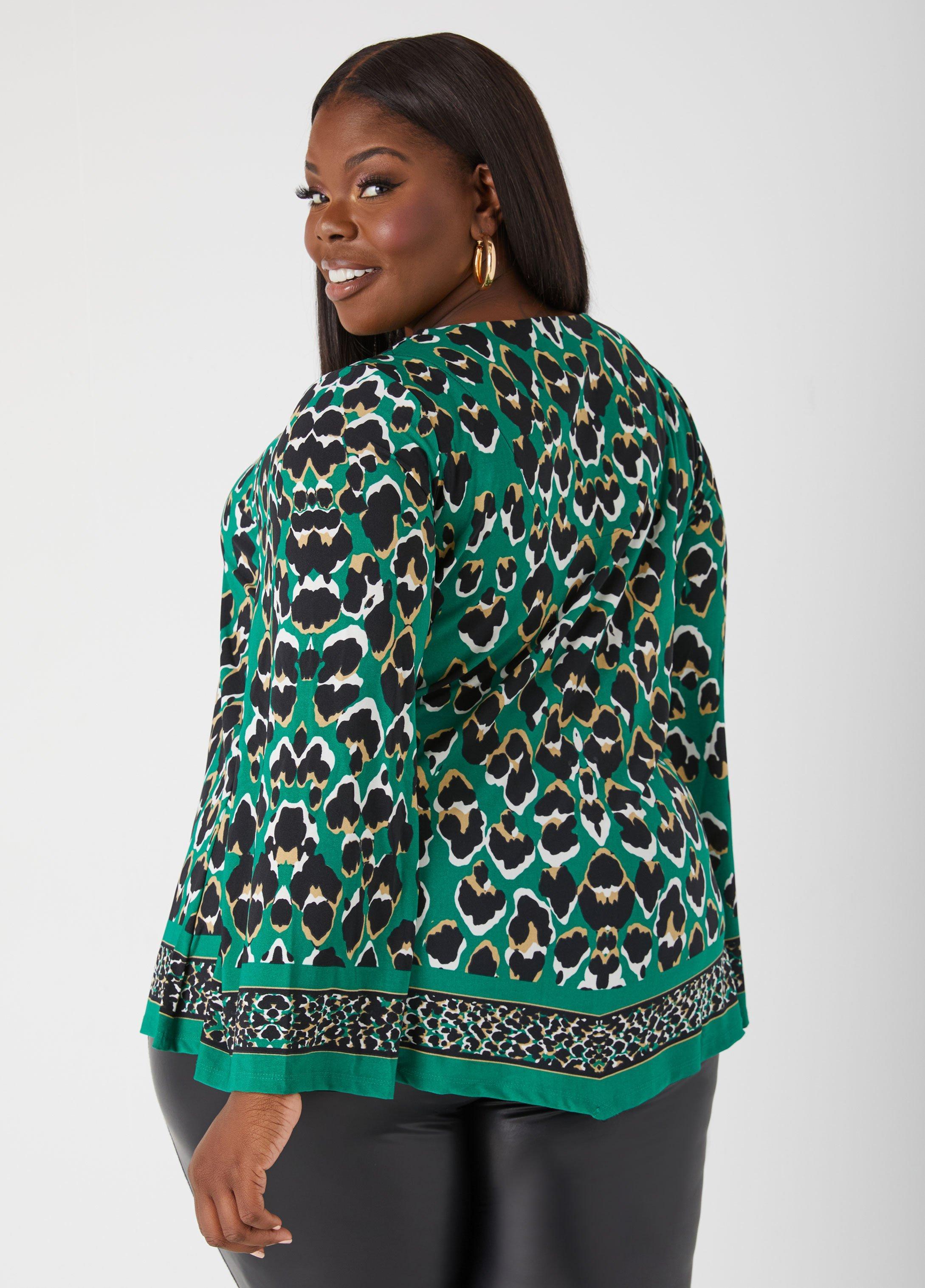 Plus Size Animal Print Knitted Top Ashley Stewart Product Image