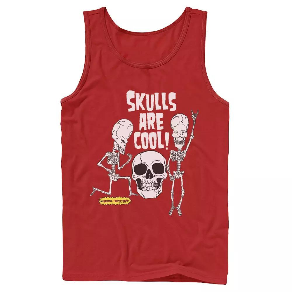 Men's Beavis and Butt-Head "Skulls Are Cool" Tank Top, Size: Small, Red Product Image