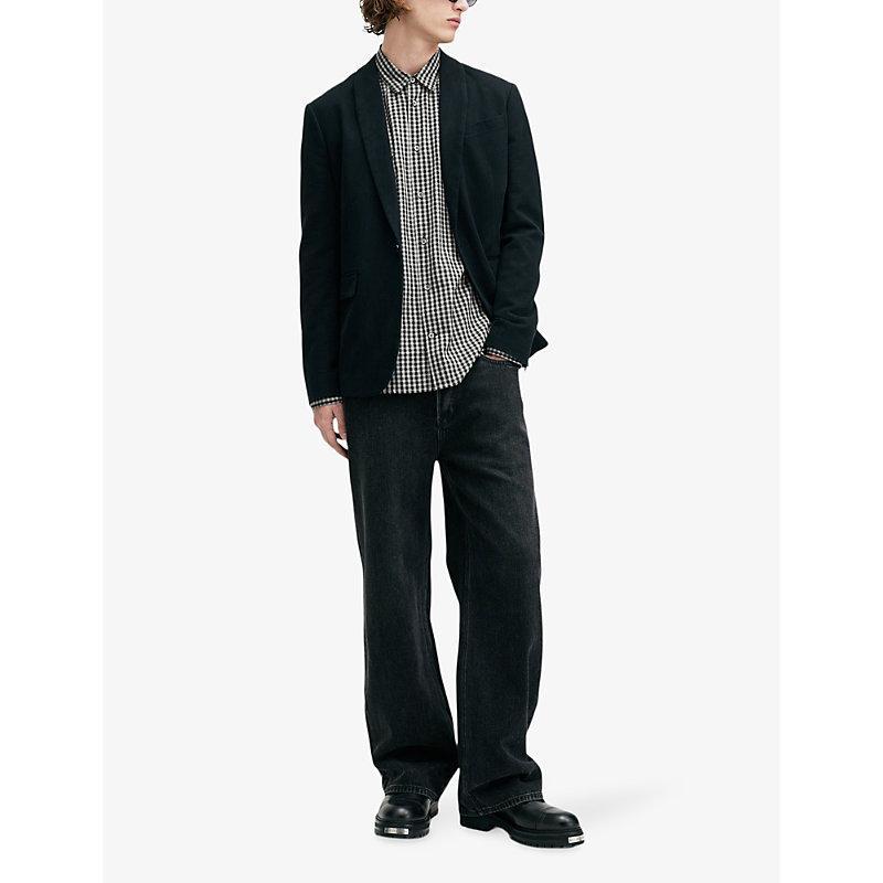 ALLSAINTS Neo Checked Ramskull Relaxed Fit Shirt In Black/white Product Image