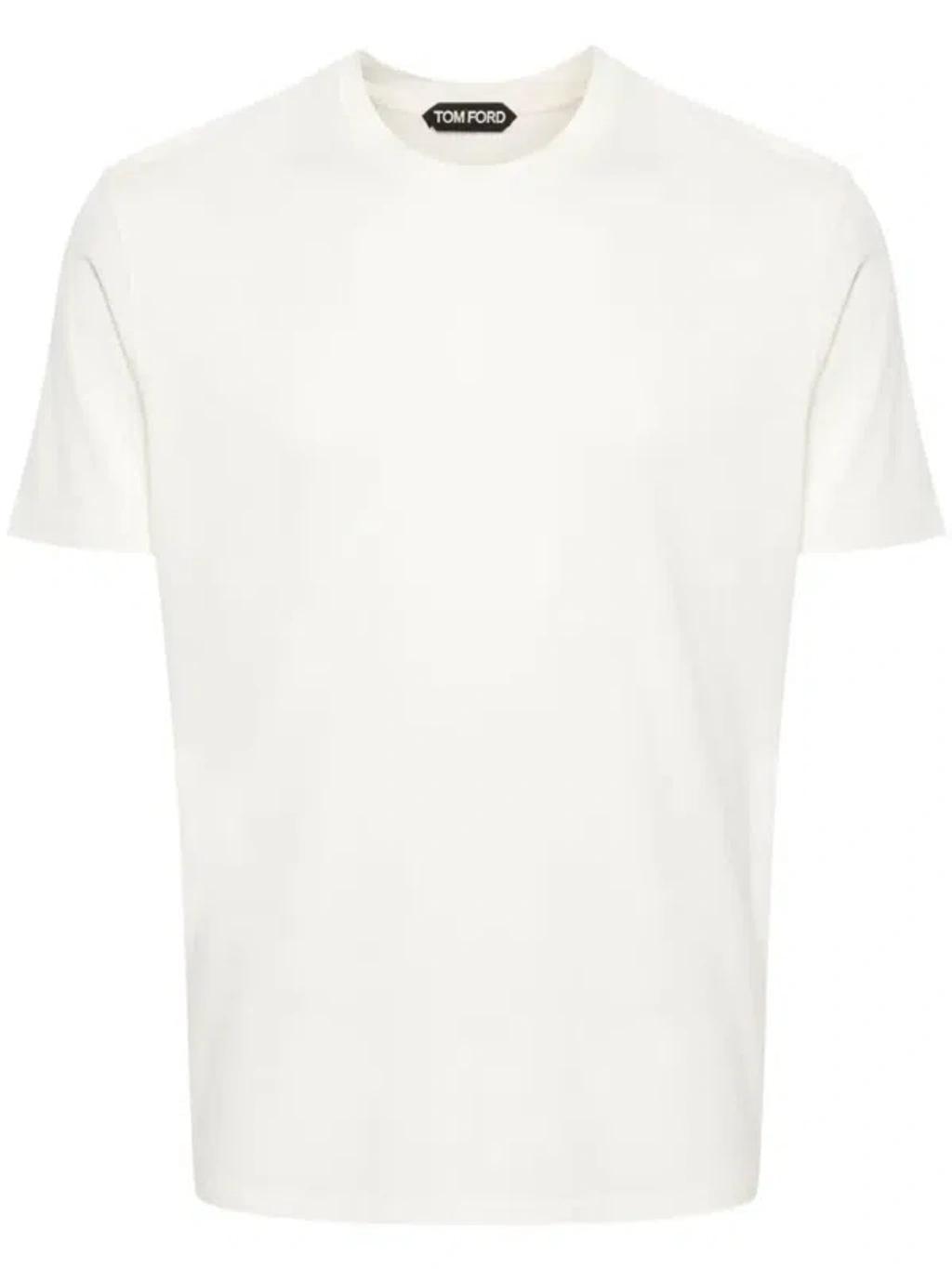 TOM FORD Placed Rib Slim-fit Lyocell And Cotton-blend T-shirt In Neutrals Product Image