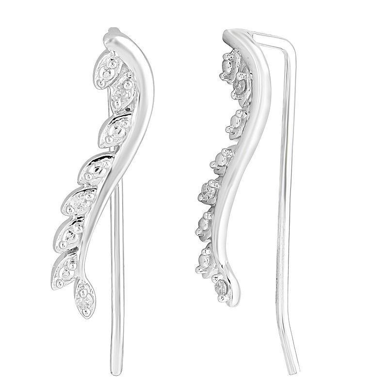 10k White Gold Diamond Accent Ear Climber French Wire Earrings, Womens, 10k Whgold Product Image