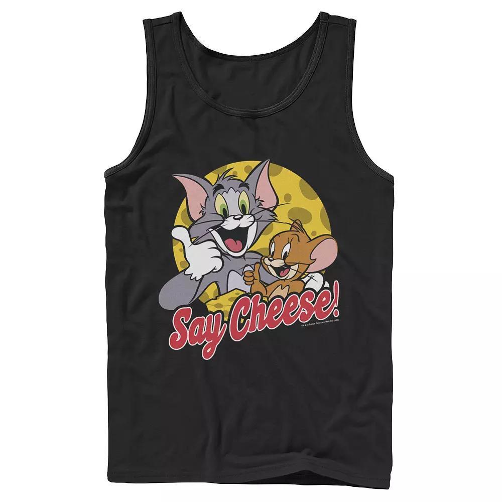 Men's Tom And Jerry Say Cheese Portrait Tank Top, Size: Small, Black Product Image