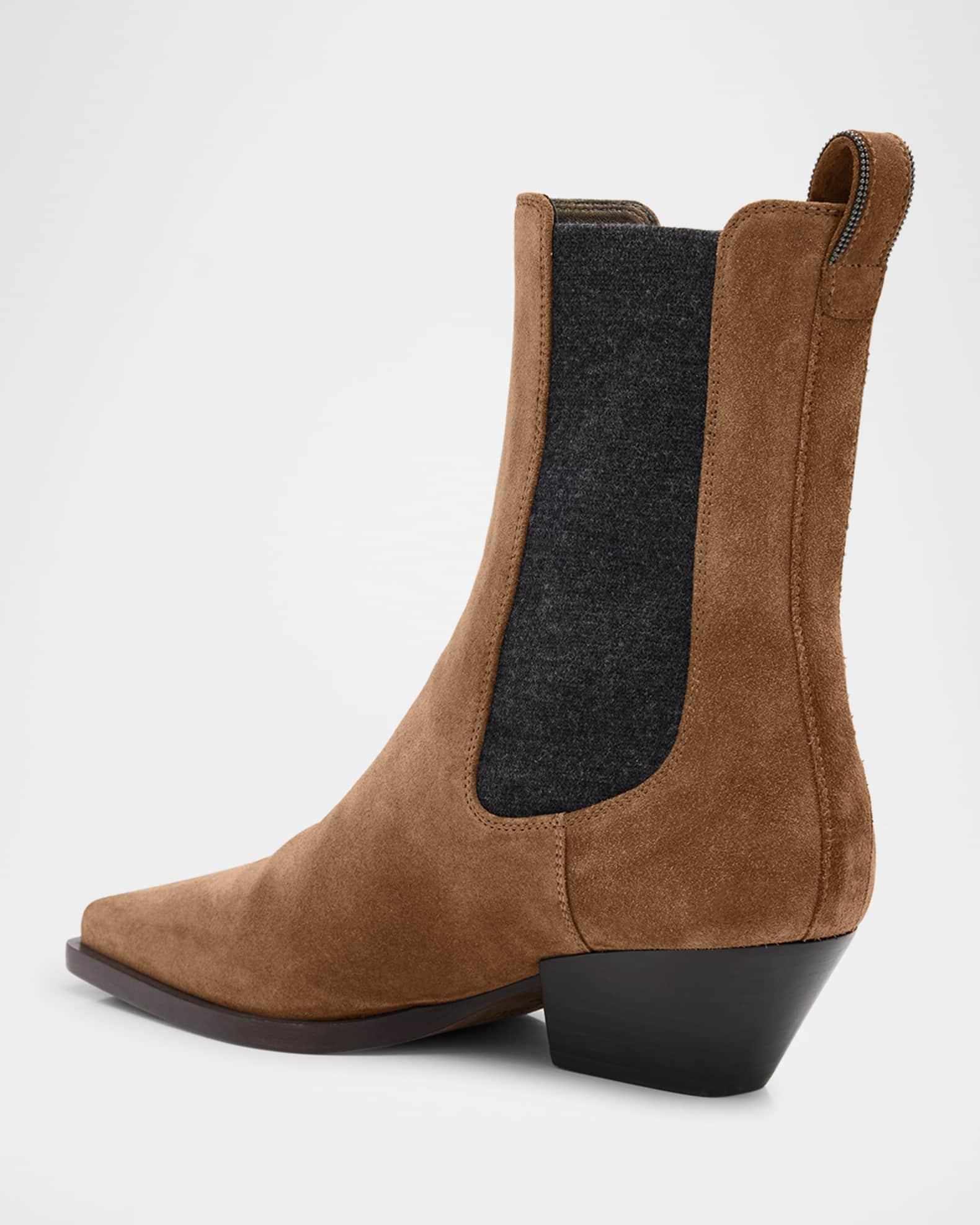 Suede City Block-Heel Western Booties Product Image