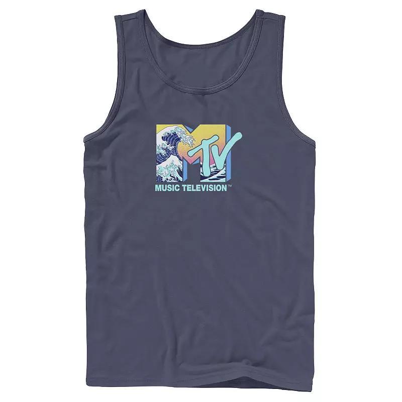 Mens MTV Music Television Wave Logo Fill Tank Top, Boys Blue Product Image