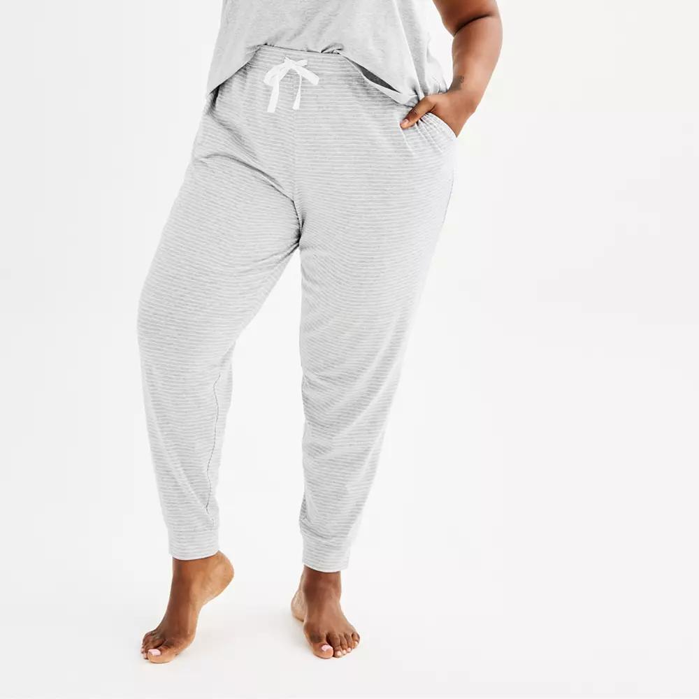 Plus Size Sonoma Goods For Life® Cotton Modal Cuffed Sleep Pants, Women's, Size: 1XL, Medium Cumulus Grey Product Image