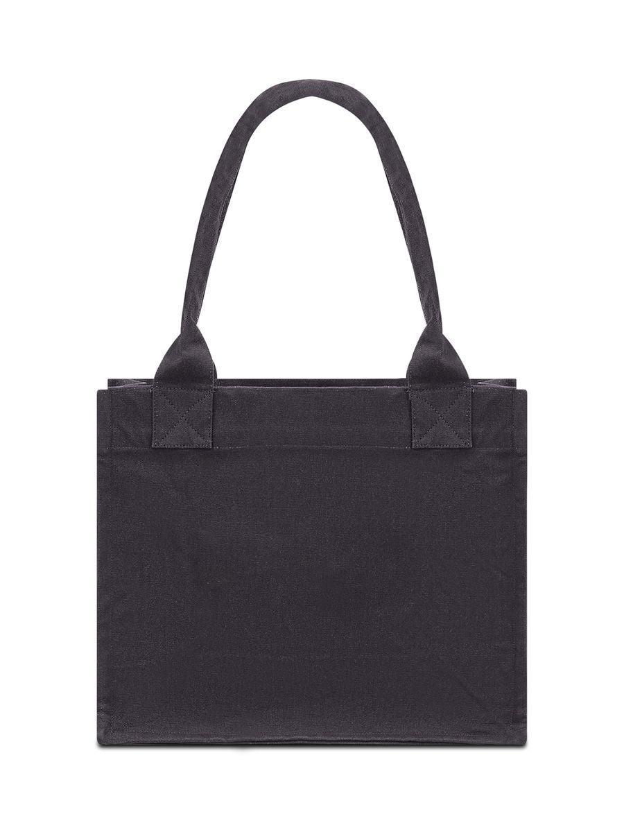 GANNI Black Shopper With Embroidered Logo On The Front In Denim Woman In Multicolor Product Image