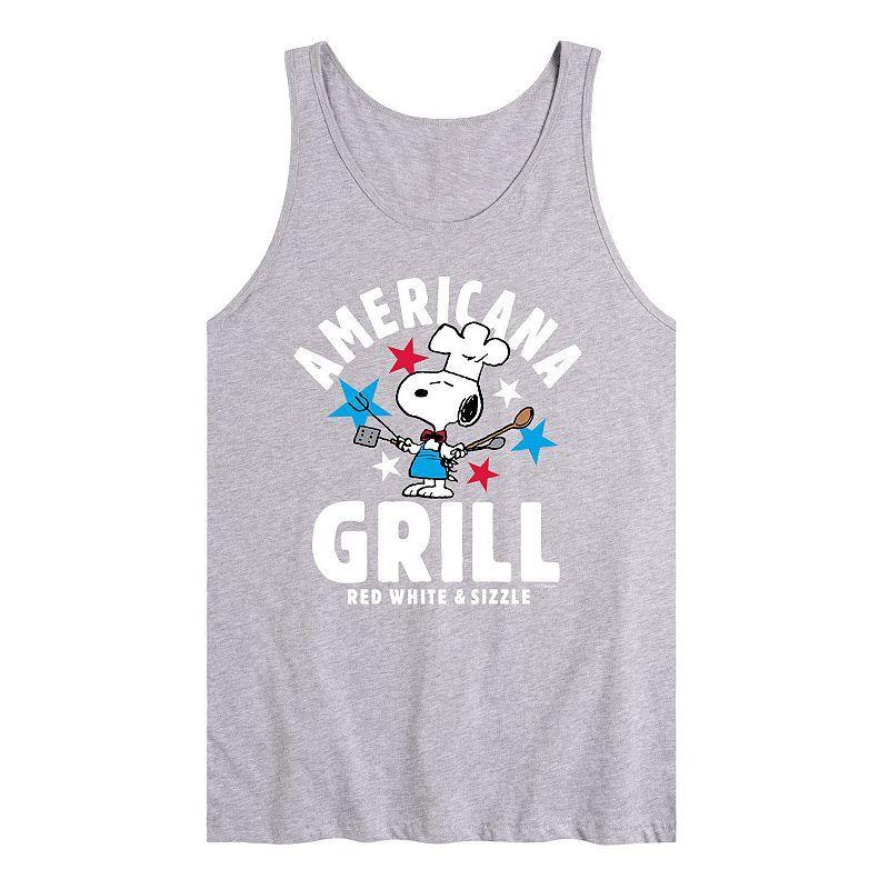 Men's Peanuts Americana Grill Tank Top, Size: Medium, Athletic Grey Product Image