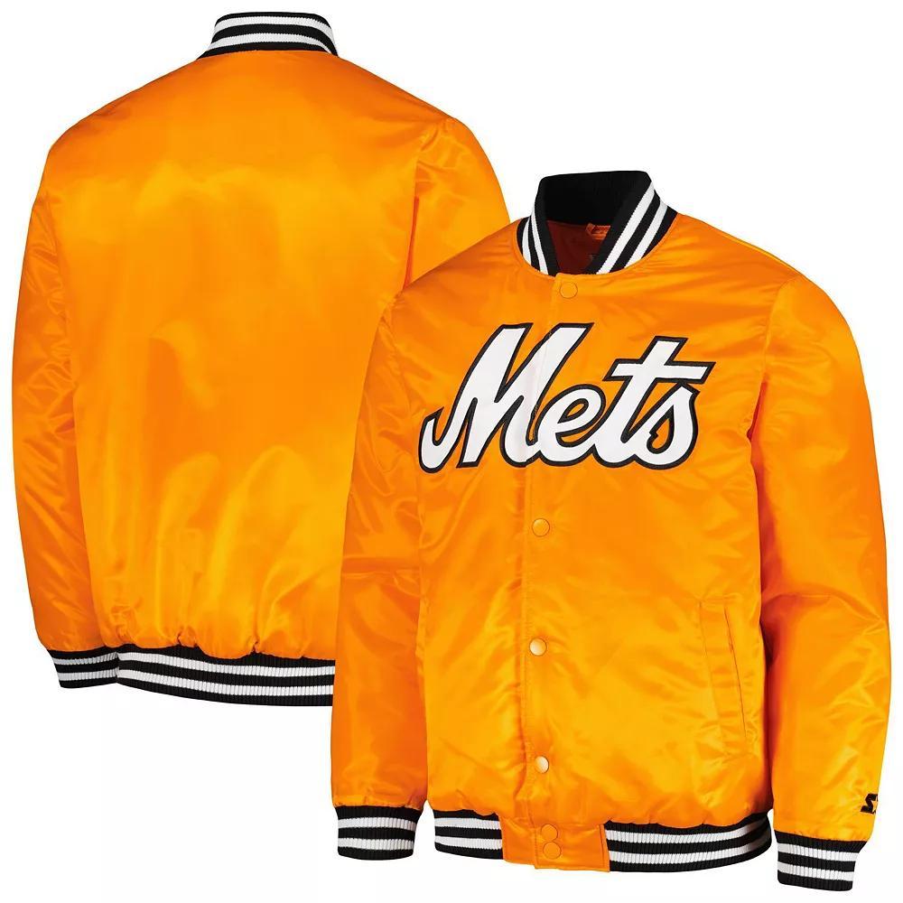 Men's Starter Orange New York Mets Cross Bronx Fashion Satin Full-Snap Varsity Jacket,  Product Image