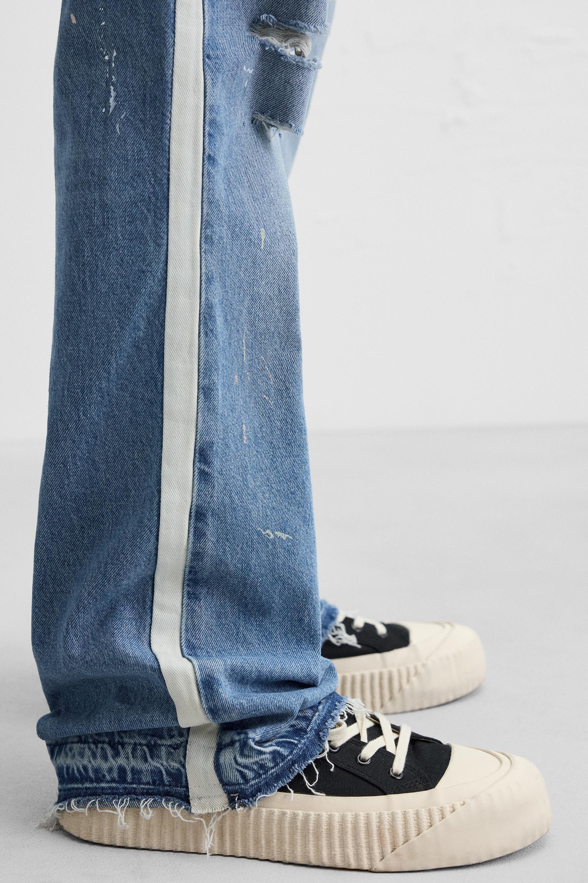 STRIPED FLARED JEANS Product Image