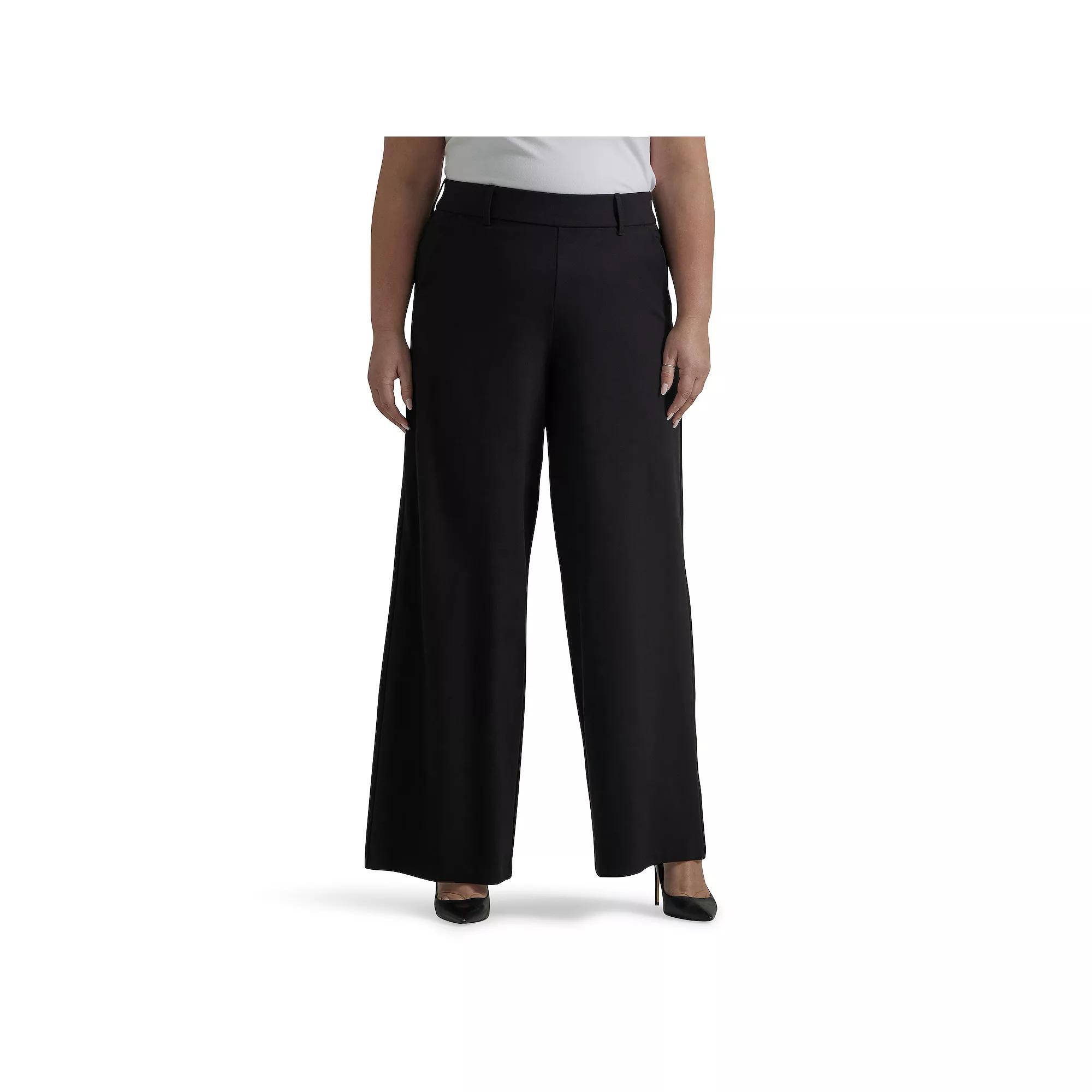 Plus Size Lee® Ultra Lux Comfort Any Wear Wide Leg Pull-On Pants, Women's, Size: 16 - Regular, Black Product Image
