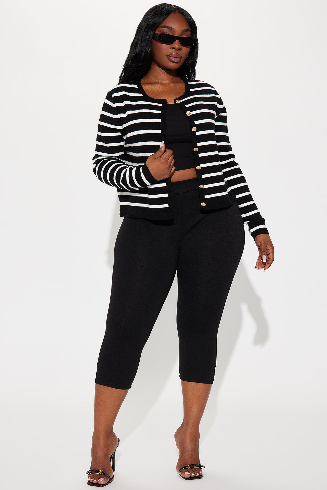 Elevated Chic Striped Cardigan - Black/White Product Image