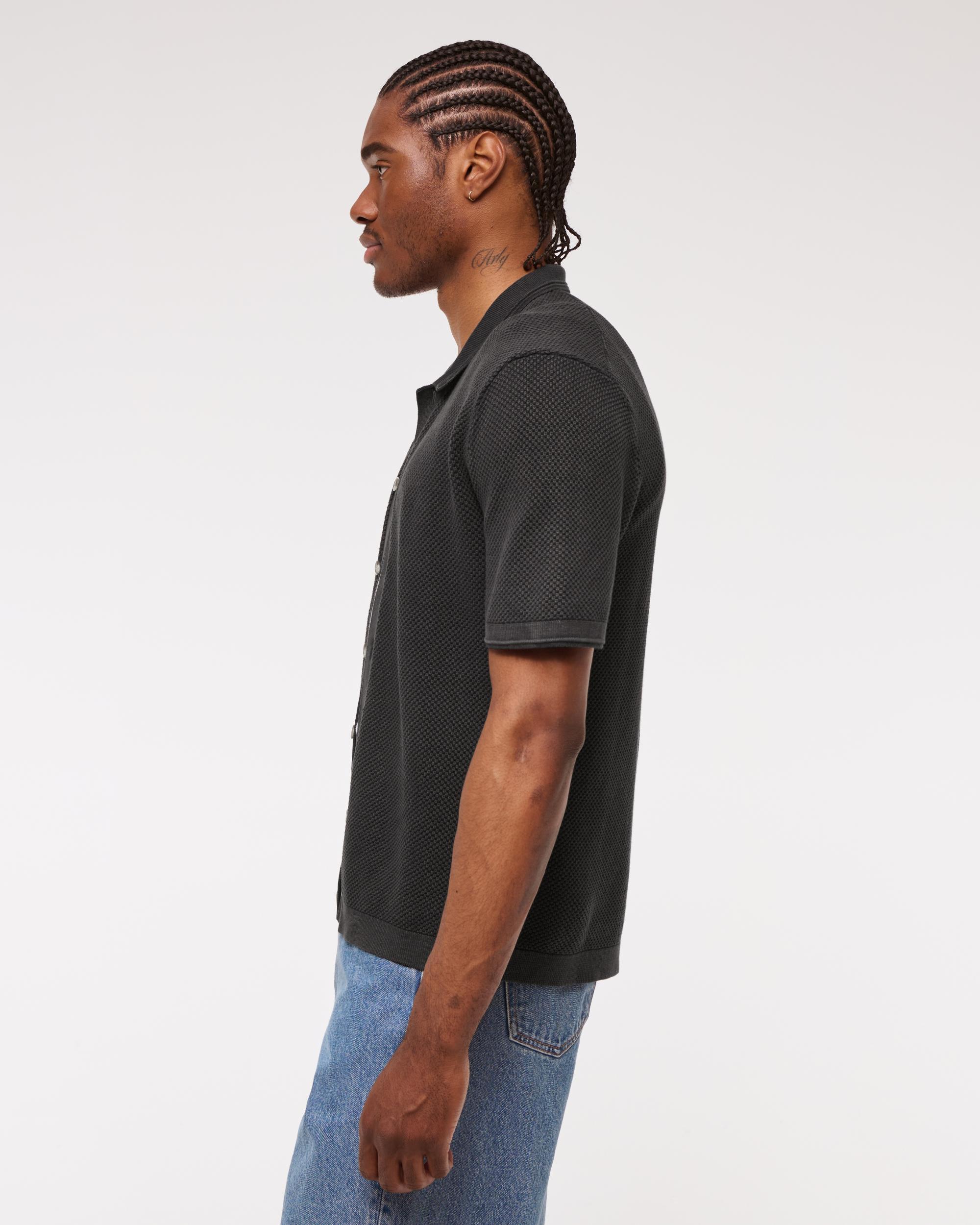 Garment Dye Button-Through Sweater Polo Product Image