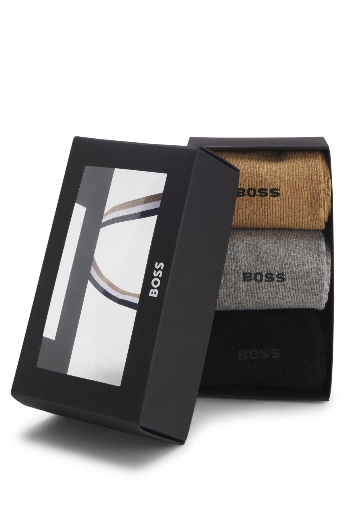 Three-pack of regular-length socks with logos Product Image