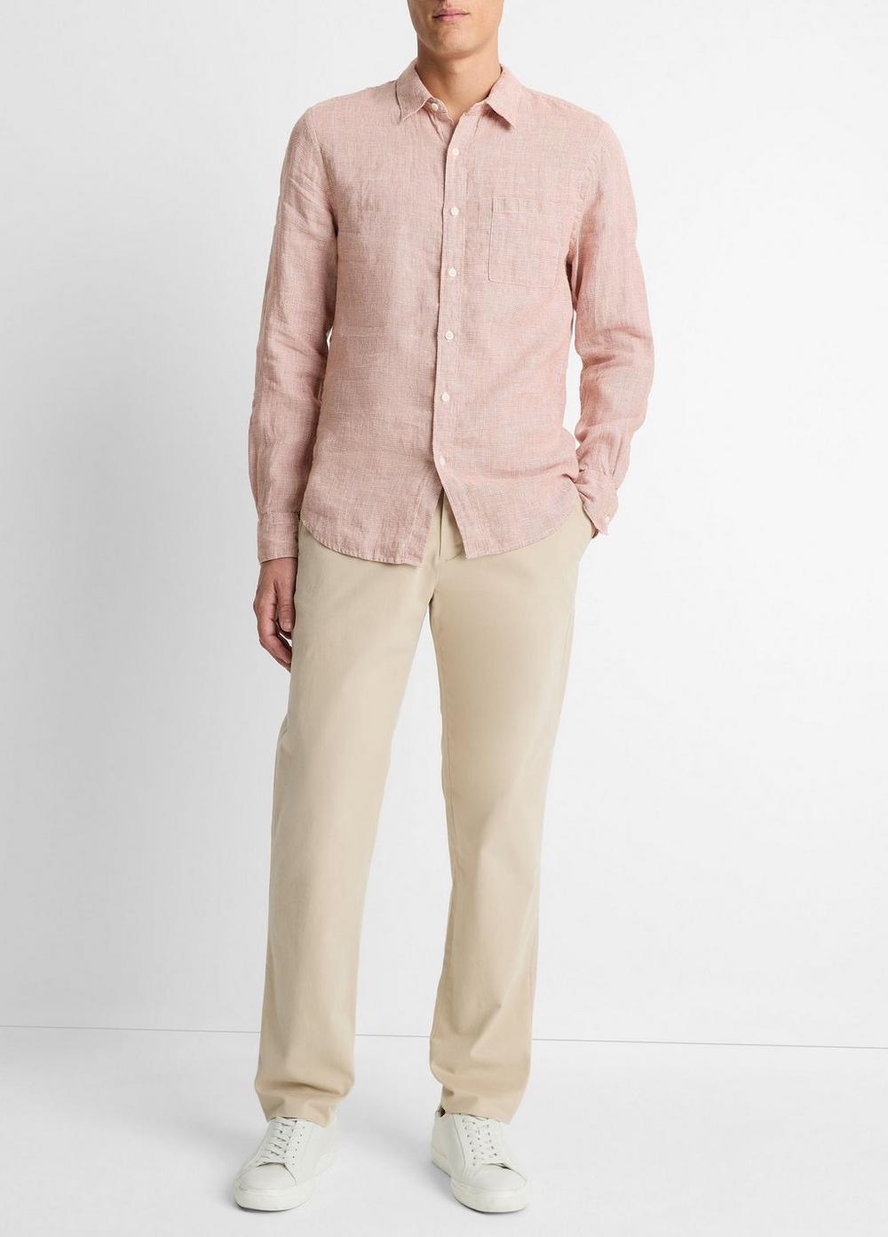 Houndstooth Linen Button-Front Shirt Product Image