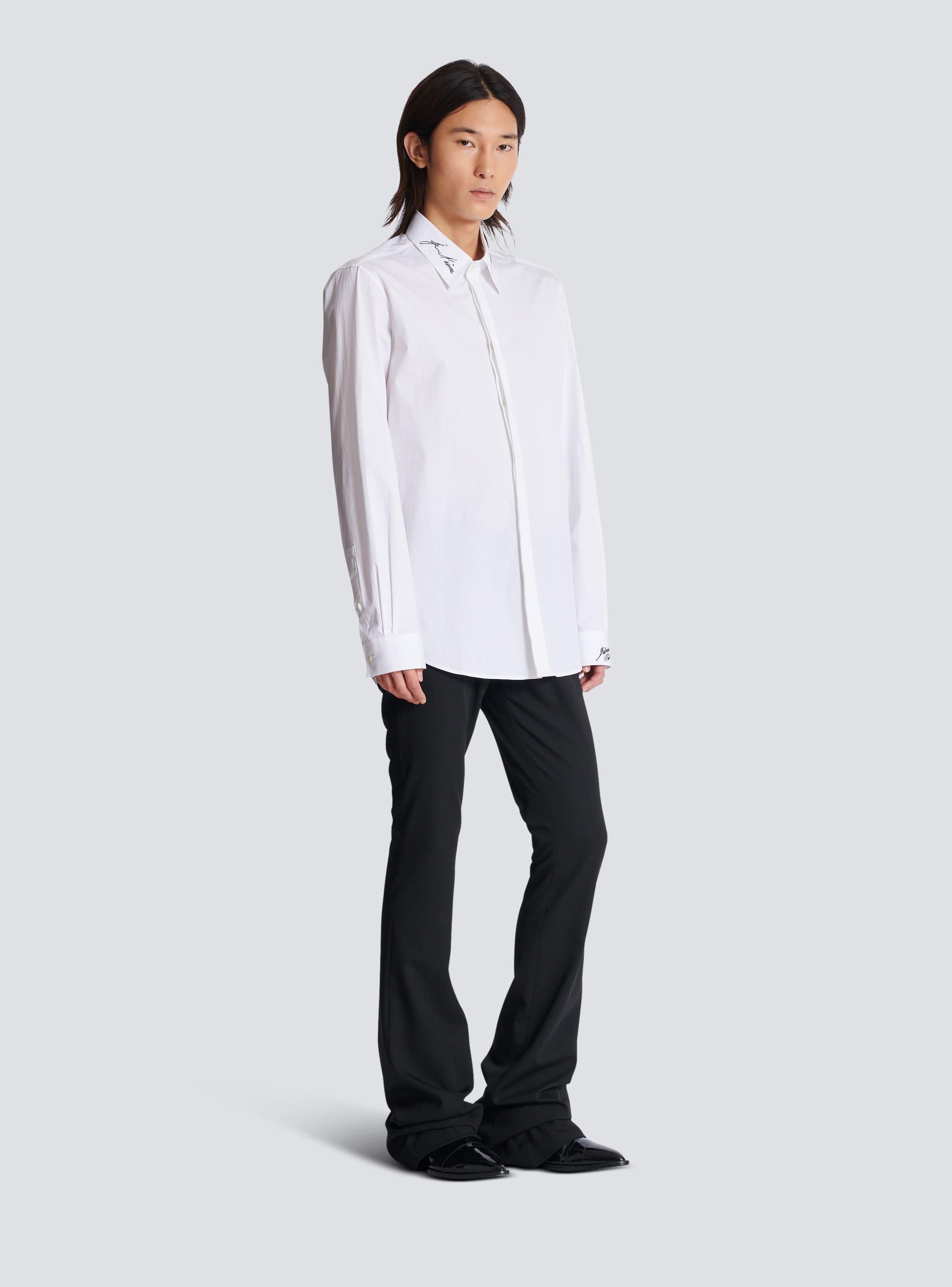 Poplin shirt with embroidered collar Product Image